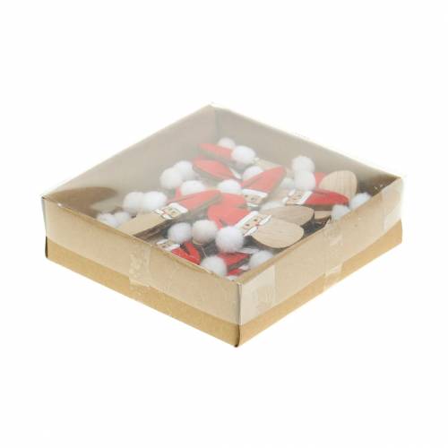 Floristik24 Taškinė dekoracija Kalėdų Senelio galvos mediena 4,5cm 36psl