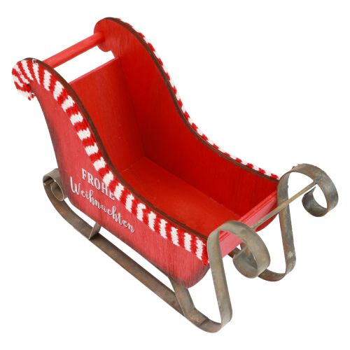 Floristik24 Kalėdinės rogės Medinės Metalinės Raudonos Linksmų Kalėdų L26cm