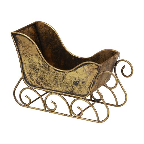 Floristik24 Kalėdinės rogės metalinės dekoratyvinės rogės auksinės 30×12×20cm