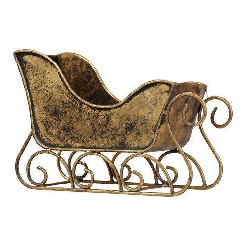 Floristik24 Kalėdinės rogės metalinės dekoratyvinės rogės auksinės 30×12×20cm