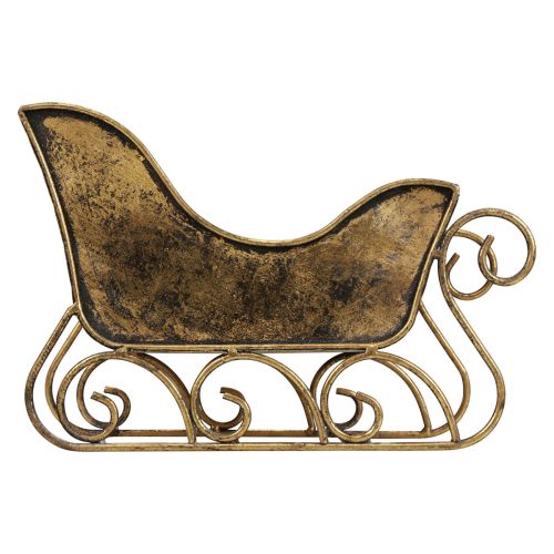 Floristik24 Kalėdinės rogės metalinės dekoratyvinės rogės auksinės 30×12×20cm