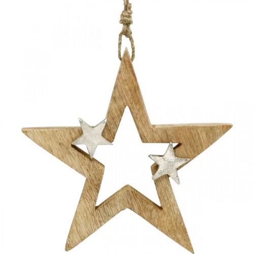Floristik24 Kalėdinė žvaigždė pakabinti Žvaigždė medinė puošmena Kalėdinė H22cm