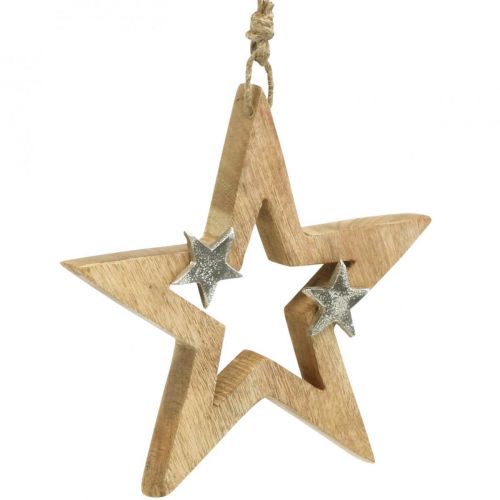 Floristik24 Kalėdinė žvaigždė pakabinti Žvaigždė medinė puošmena Kalėdinė H22cm