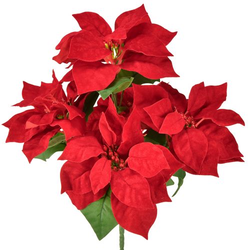 Dirbtinis augalas „Poinsettia Red“, 5 žiedai, 40 cm