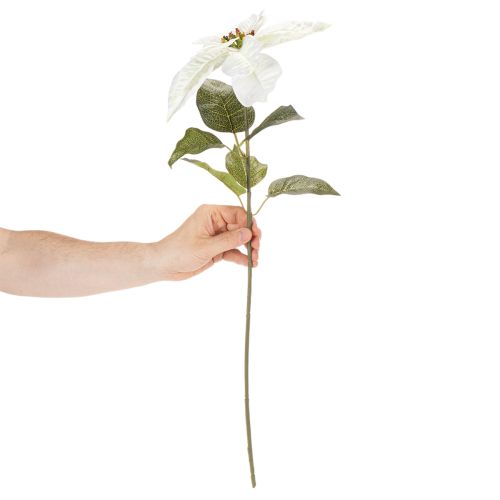 Dirbtinė balta puansetija, didelė žydinčių šakų dekoracija, 65 cm, 2 vnt. | Floristik24.lt