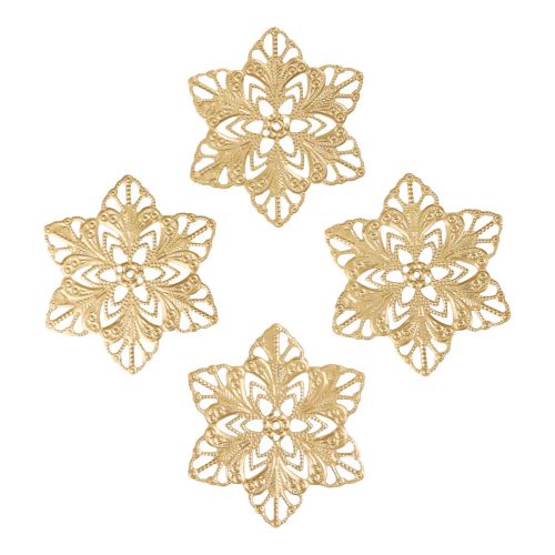 Poinsettias stars kalėdinis papuošimas metalinis Ø6cm 36 vnt