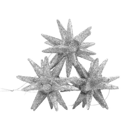 daiktų Puansetijos kalėdinės dekoracijos sidabriniai blizgučiai Ø7cm 6 vnt