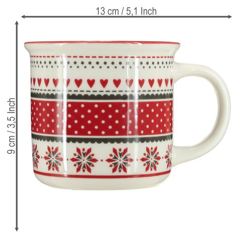 daiktų Kalėdinis puodelis, keraminis puodelis, raudonas ir baltas, Ø10 cm, aukštis 9 cm