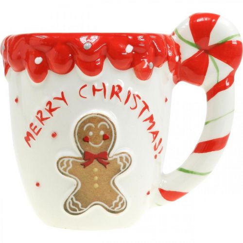 daiktų Kalėdinis puodelis Merry Christmas balta keramika H10,5cm
