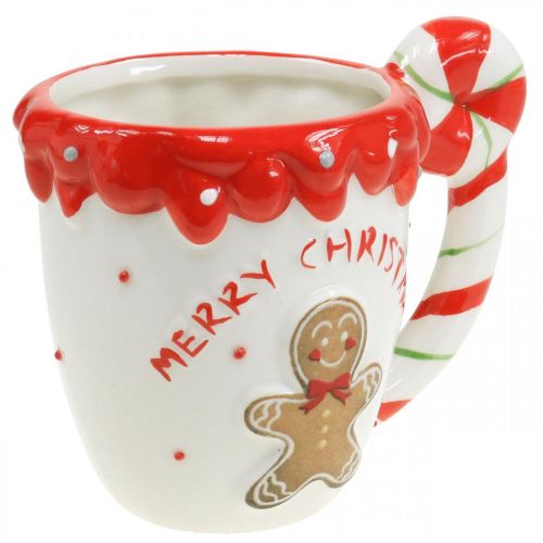 Floristik24 Kalėdinis puodelis Merry Christmas balta keramika H10,5cm