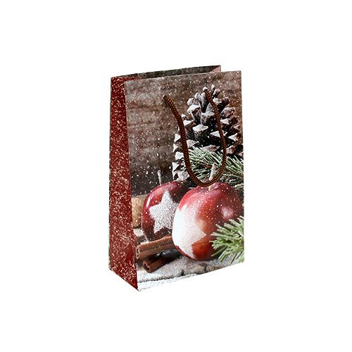Floristik24 Kalėdinis maišelis su obuoliu, spurgų motyvu 12x19cm 1vnt