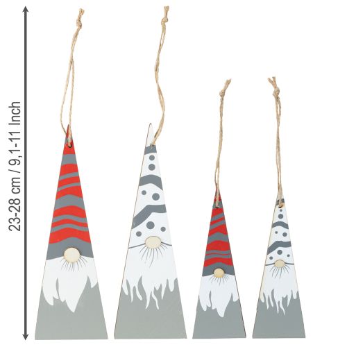 Floristik24 Kalėdiniai nykštukai mediniai pakabinimui pilkai raudoni 15/19,5 cm 8 vnt.