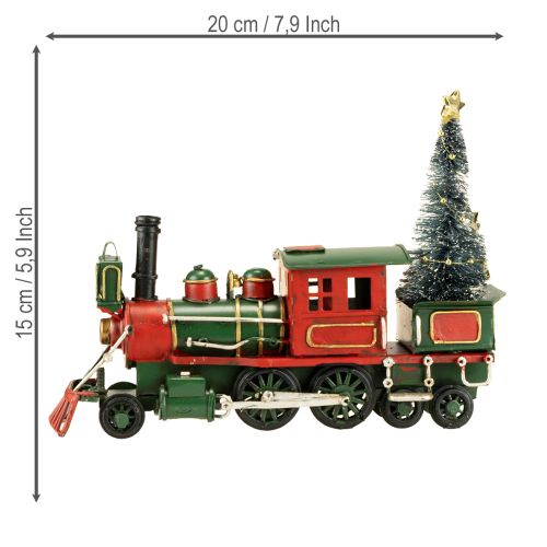 daiktų Kalėdinis traukinukas su eglės lokomotyvu, kalėdiškai žalias, 20 cm
