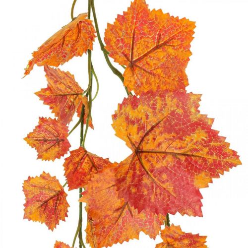 Vynmedžių lapai girlianda lapai girlianda raudona oranžinė ruduo L210cm