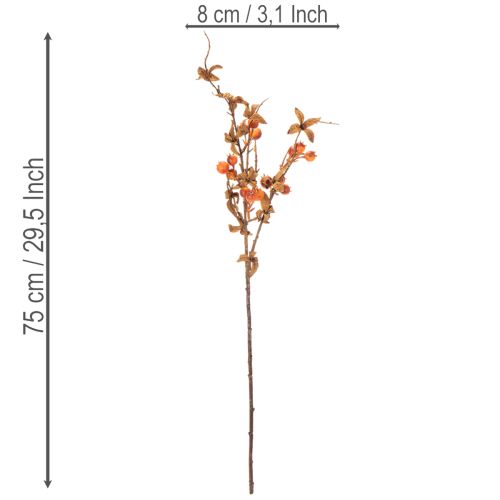 Dirbtinė gudobelės šakelė, rudens dekoracija, 75 cm | Floristik24.lt
