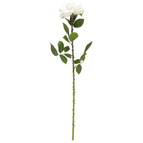 daiktų Balta rožė netikra rožė ant stiebo Šilkinė gėlė netikra rožė L72cm Ø13cm