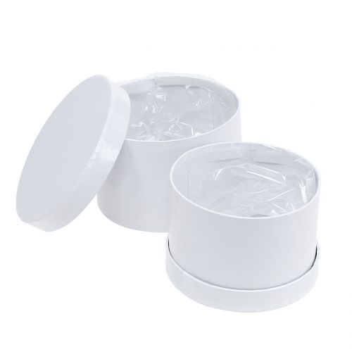 Floristik24 Gėlių dėžutė Gėlių dėžutė balta apvali Ø14cm - Ø16cm 2vnt