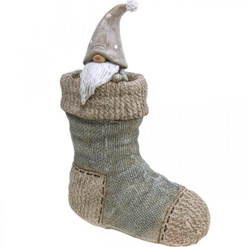 Floristik24 Gnome Figūrinė kojinė Kalėdų Gnome Pilka Balta H22cm
