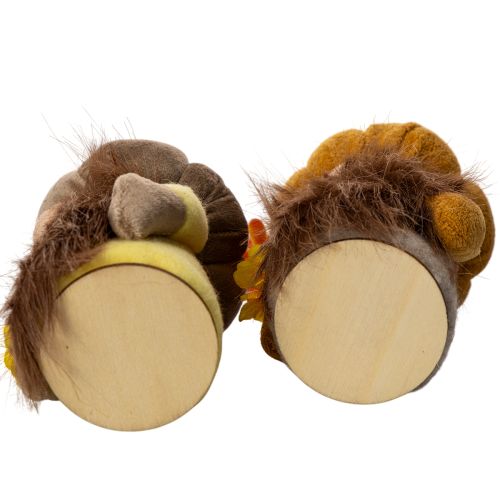 Rudens figūrėlė moliūgas gnomas su saulėgrąža ir barzda 16cm 2vnt. | Floristik24.lt
