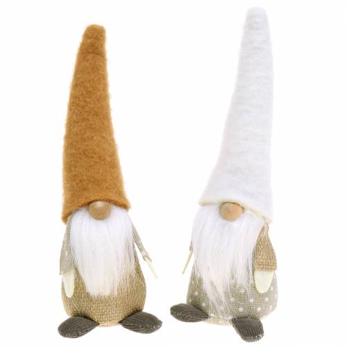Floristik24 Gnome su barzda ruda, balta, naturali 16cm 2vnt