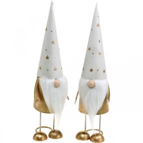 Floristik24 Gnome dekoravimo figūrėlė Kalėdų balta, auksinė 6,5cm A28cm 2vnt