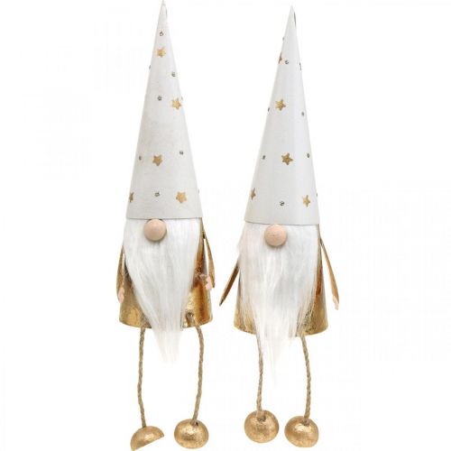 daiktų Gnome Kalėdinė dekoratyvinė figūrėlė balta, auksinė Ø6,5cm H22cm 2 vnt
