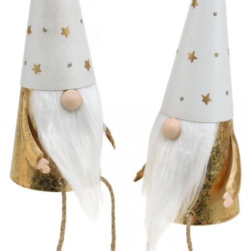 daiktų Gnome Kalėdinė dekoratyvinė figūrėlė balta, auksinė Ø6,5cm H22cm 2 vnt