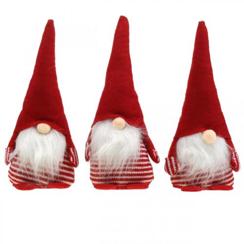 Floristik24 Gnome su barzda, Advento puošmena, dekoratyvinis nykštukas A24cm P9cm 3vnt