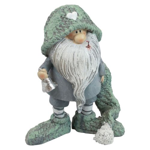 Floristik24 Gnome Kalėdinė nykštuko dekoratyvinė figūrėlė pilkai žalia 10,5×7×14cm