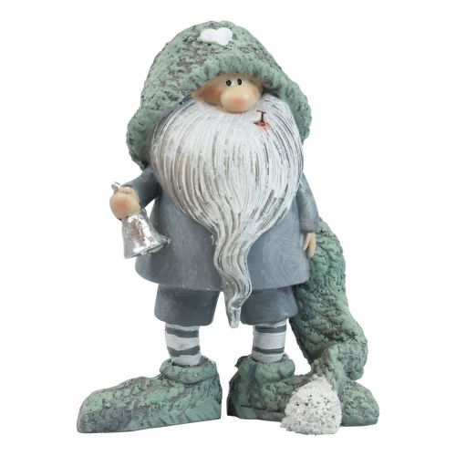 Floristik24 Gnome Kalėdinė nykštuko dekoratyvinė figūrėlė pilkai žalia 10,5×7×14cm