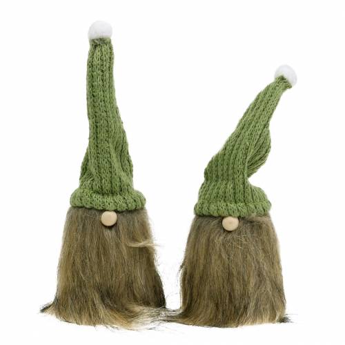 Floristik24 Gnome su vilnone kepure žalia 21cm 2vnt