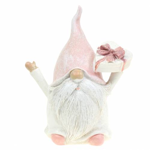 Floristik24 Kalėdinė puošmena gnome rožinė / balta 11,5cm 2vnt