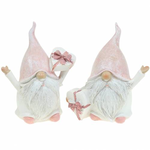 Floristik24 Kalėdinė puošmena gnome rožinė / balta 11,5cm 2vnt