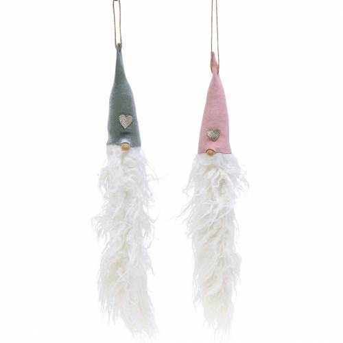 Floristik24 Gnome galvutė pakabinimui 45cm rožinė/pilka 2 vnt