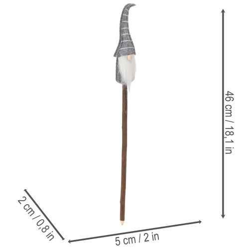 Dekoratyvinė nykštuko figūrėlė su dryžuota kepure ant medinio pagaliuko, 46 cm, 6 dalys | Floristik24.lt
