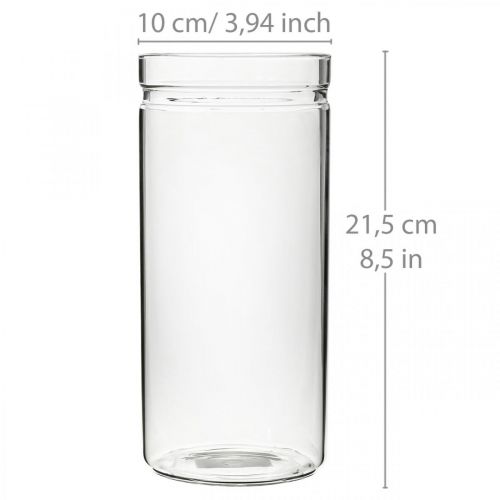 Floristik24 Gėlių vaza, stiklinis cilindras, apvali stiklo vaza Ø10cm H21,5cm