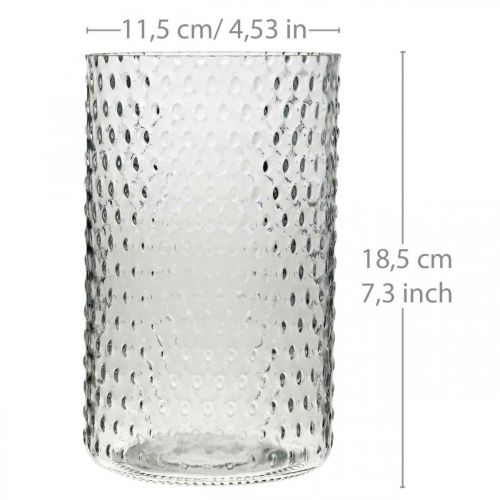 Floristik24 Gėlių vaza, stiklinė vaza, žvakių stiklas, stiklinis žibintas Ø11,5cm H18,5cm