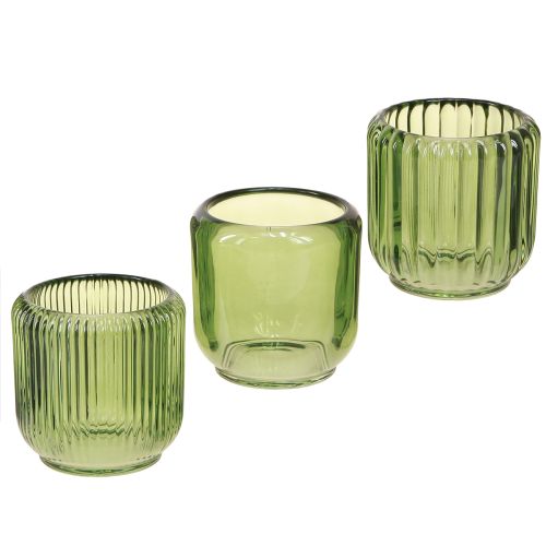 daiktų Žibintas Stiklas Žibintuvėlis Retro žalias 8cm 6 vnt