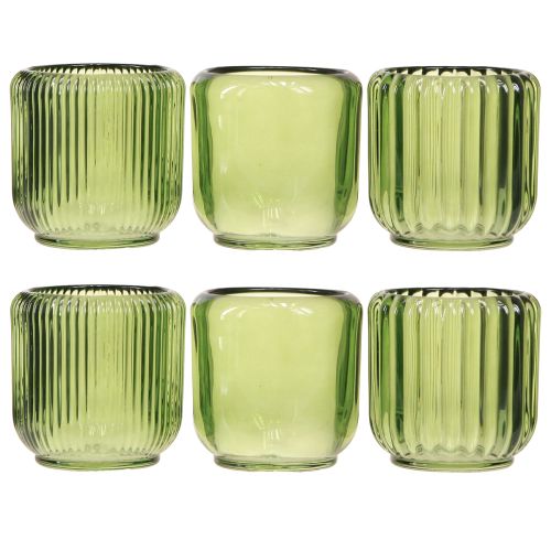 daiktų Žibintas Stiklas Žibintuvėlis Retro žalias 8cm 6 vnt