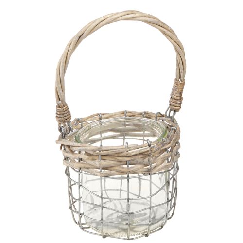 daiktų Žibintų pakabinama dekoracija metalinis stiklinis gluosnis Ø13cm H12cm 2vnt
