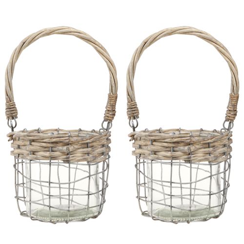 daiktų Žibintų pakabinama dekoracija metalinis stiklinis gluosnis Ø13cm H12cm 2vnt