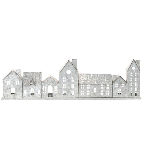 Dekoratyvinė namelių eilė su arbatinėmis žvakelėmis, Advento dekoracija, 68 cm