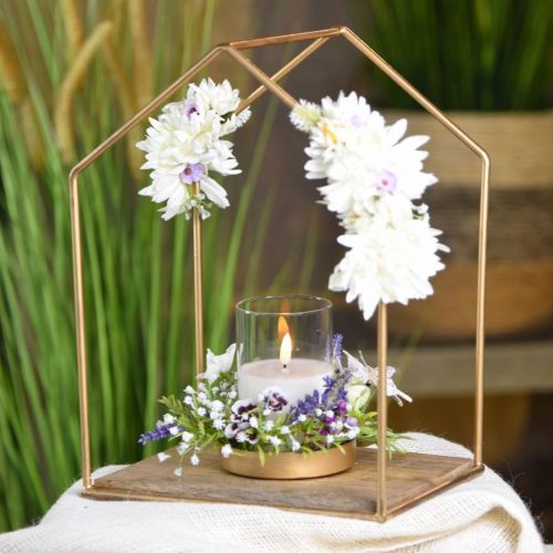 Floristik24 Žibintų namelio metalinė apdaila arbatinės žvakės stiklas 20×16×26cm