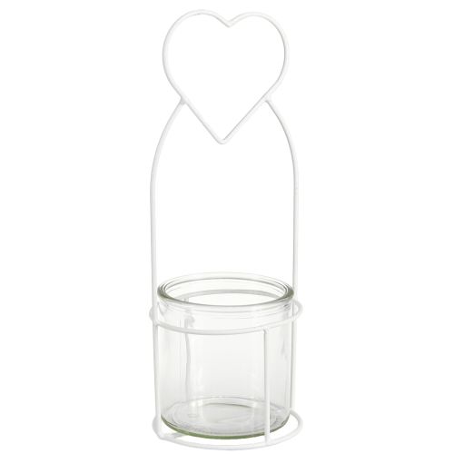 daiktų Žibinto širdis Baltas Žibintų laikiklis Stiklas Ø12cm H30cm 2vnt