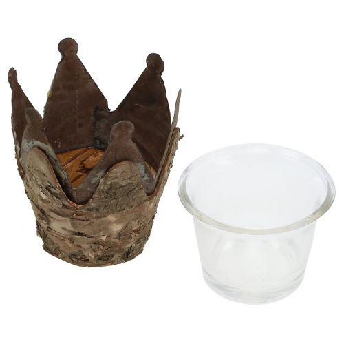 Floristik24 Žibinto vainikas su beržu ir metalu Ø7cm H7,5cm 3vnt