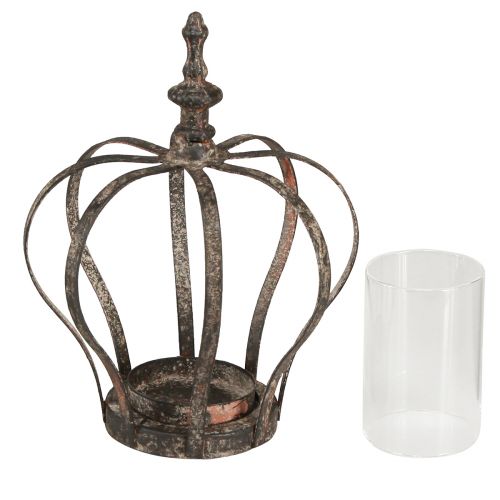 daiktų Lantern Crown Brown Rust su žvakių stiklu Ø14cm H18cm