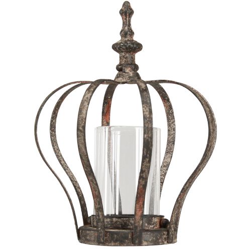 daiktų Lantern Crown Brown Rust su žvakių stiklu Ø14cm H18cm