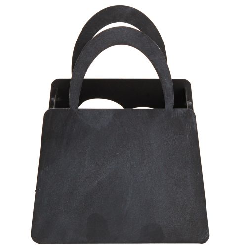 daiktų Žibintų metalinis dekoravimo krepšys su širdimi antracitu H18cm 2vnt
