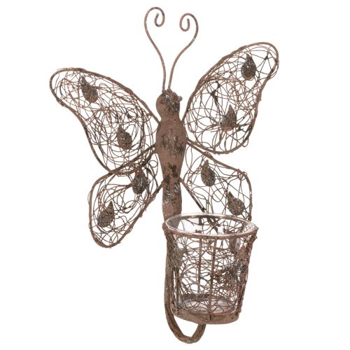 Metalinis žibintas, sienų dekoracija, drugelis, rūdžių spalvos, 36,5 cm pirkti | Floristik24.lt