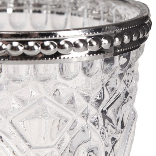 daiktų Vėjo lengvas retro stiklas su metaline briauna skaidrus Ø7cm H8cm 6 vnt